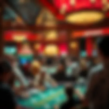 Atmosphere of a crowded baccarat casino