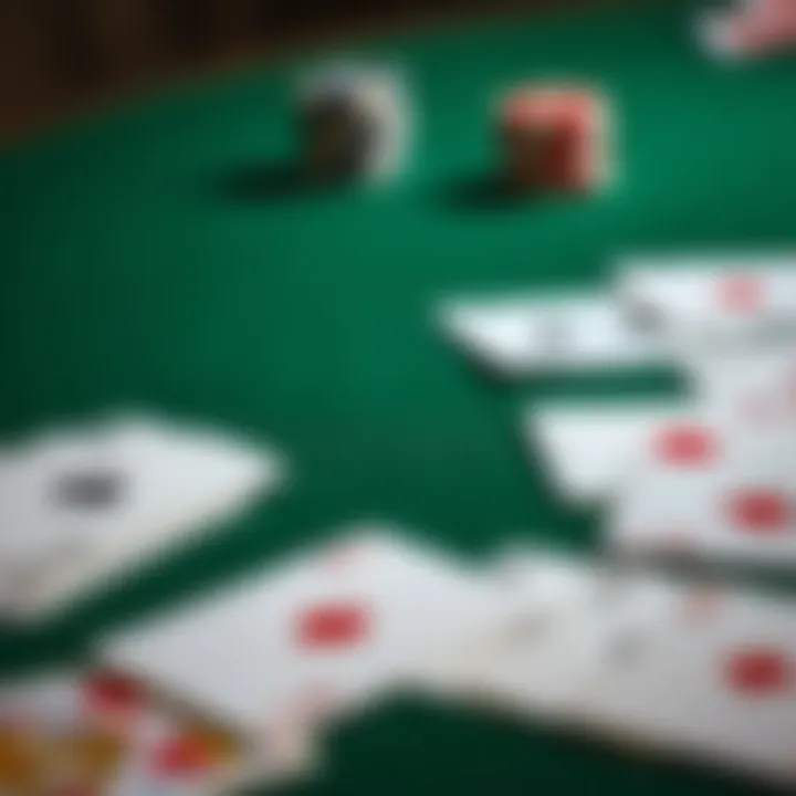 Set of classic playing cards laid out on a green felt table