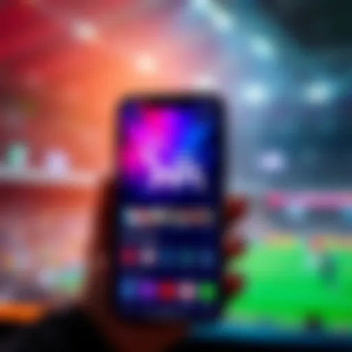 User interface of an IPL betting app showcasing vibrant graphics