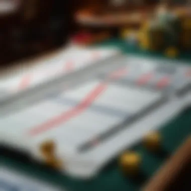 A strategic betting chart laid out on a gaming table