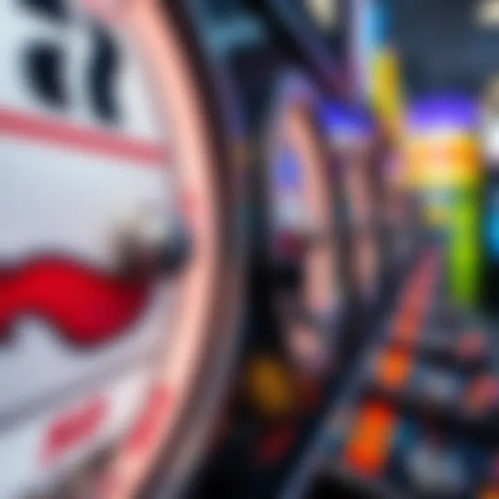 Close-up view of a slot machine's reels in motion