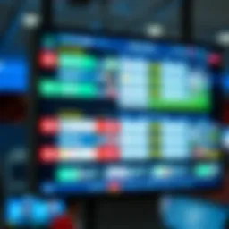 A digital display showing various sports betting options