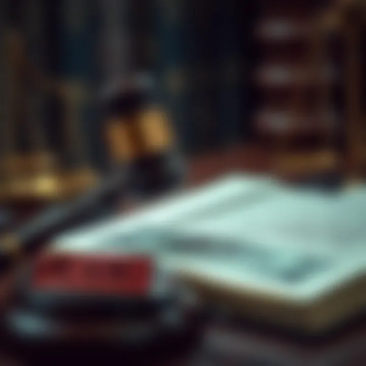 Legal aspects of online betting illustrated through gavel and law book.